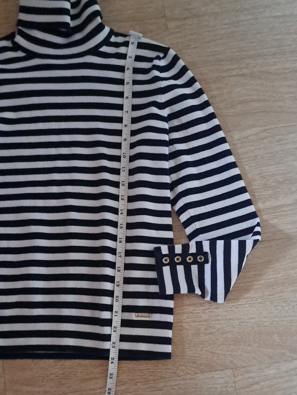Tommy Hilfiger Black & White Striped Turtleneck T - Shirt - Picture 7 of 11